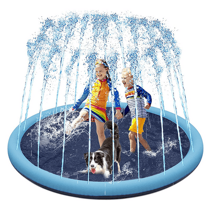 Pet swimming pool sprinkler pad Stevvex blue inflatable PVC splash mat for dogs and kids on Tampa Home & Garden Store