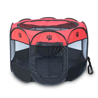 Pet tent portable playpen by DailySale, round red and black with mesh panels on Tampa Home & Garden Store