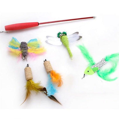 Stevvex cat toy bundle with rainbow tunnel, feather mice, fluffy mouse and red wand on Tampa Home & Garden Store