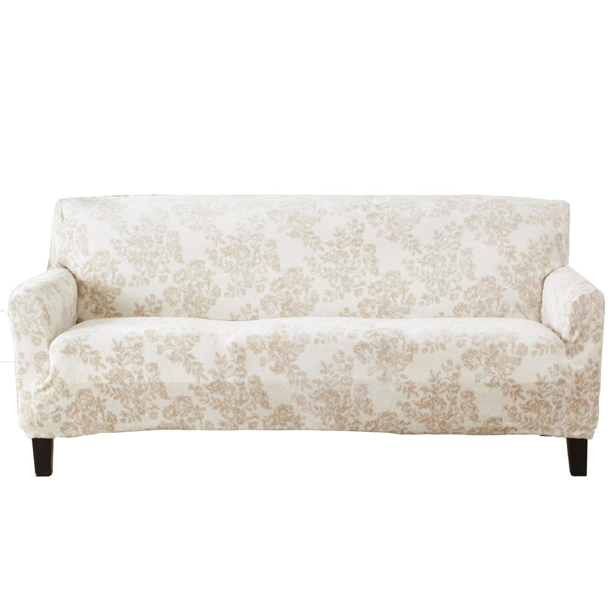 Velvet Stretch Slipcover Gale Collection cream floral damask sofa cover Great Bay Home on Tampa Home & Garden Store