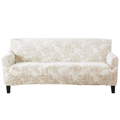 Velvet Stretch Slipcover Gale Collection cream floral damask sofa cover Great Bay Home on Tampa Home & Garden Store