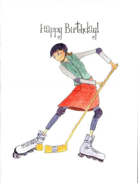 Andis Roller Blade Girl birthday card showing a skater girl in a green vest and red skirt on Tampa Home & Garden Store