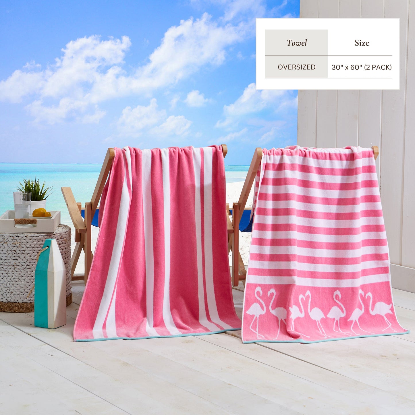 Velour Cotton Beach Towels and Maui Two Pack