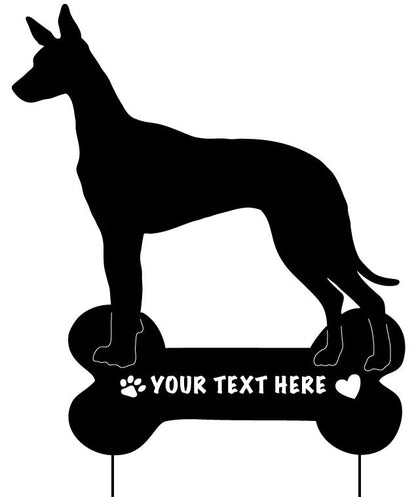 Pharaoh Hound garden stake black with plaque YOUR TEXT HERE Rustica Ornamentals lawn ornament on Tampa Home & Garden Store