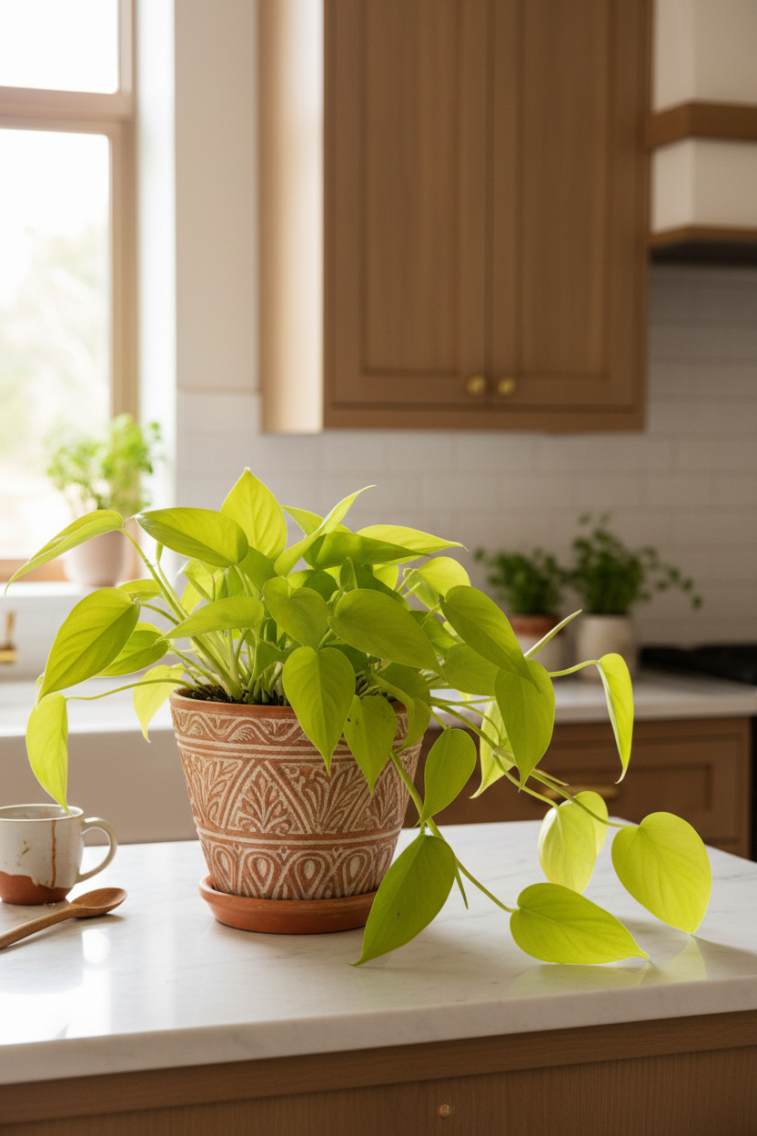 Golden Pothos 6in pot indoor plant in decorative pot with lush green vines Rooted Treasures Farms on Tampa Home & Garden Store