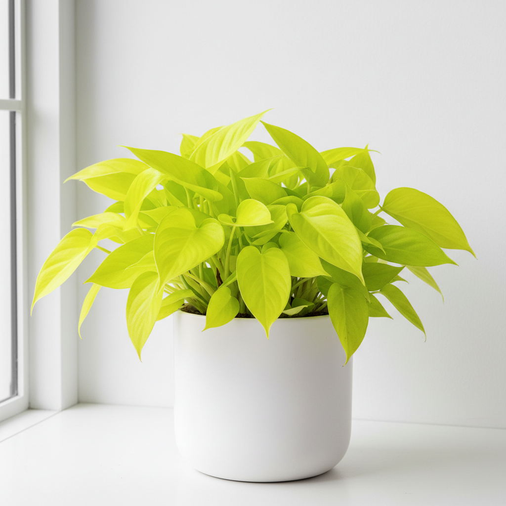 Philodendron Neon 6in plant in white nursery pot with bright lime-green heart-shaped leaves on Tampa Home & Garden Store