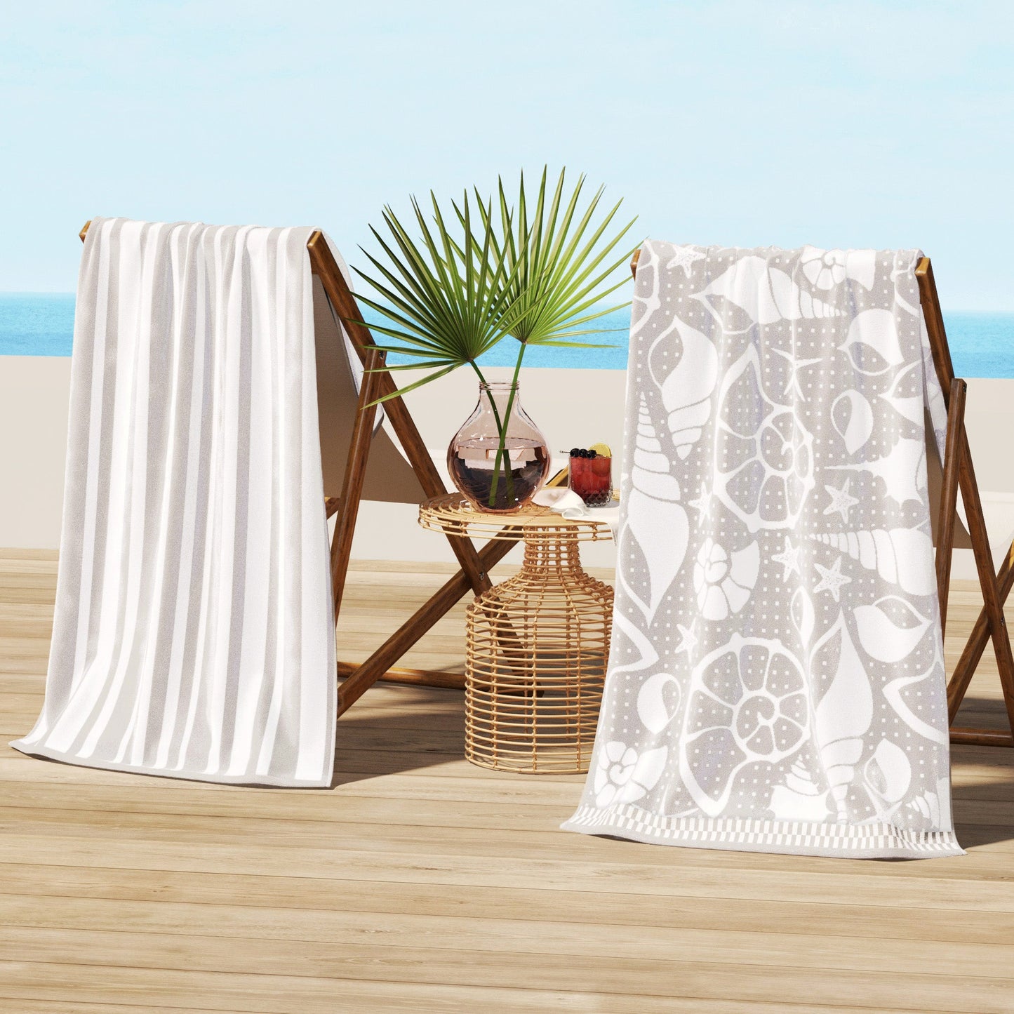 Velour Cotton Beach Towels and Maui Two Pack