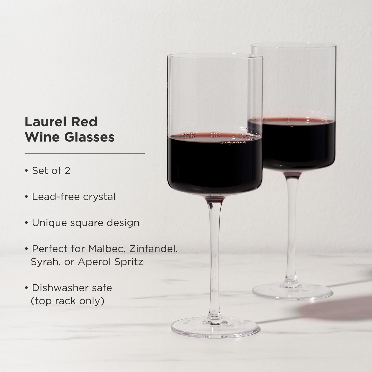 Laurel Crystal Square Red Wine Glass Set of 2