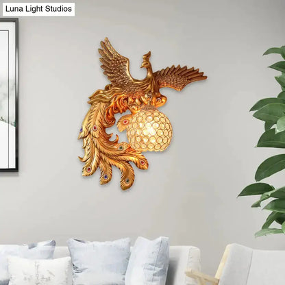 Phoenix Gold Lamp and Honeycomb Crystal Dome