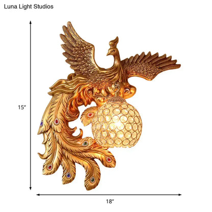 Phoenix Gold Lamp and Honeycomb Crystal Dome