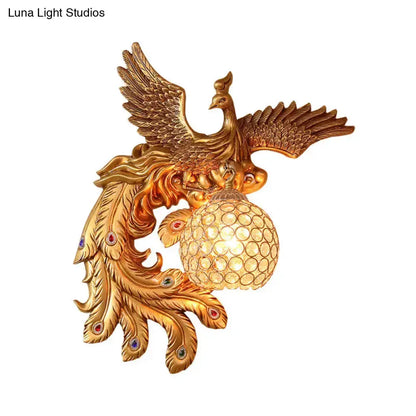 Phoenix Gold Lamp and Honeycomb Crystal Dome