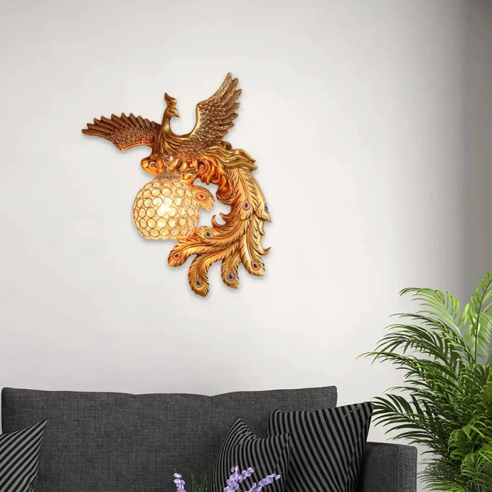 Phoenix Gold Lamp and Honeycomb Crystal Dome