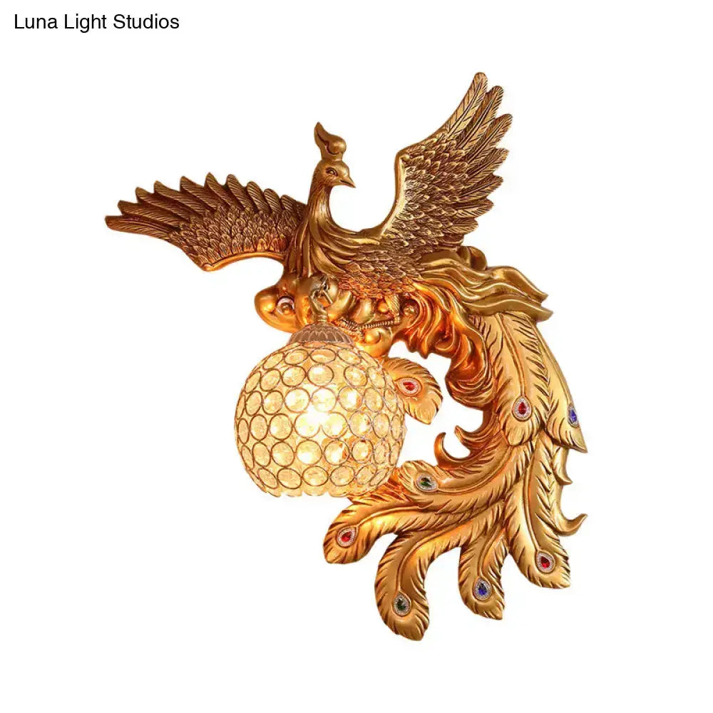 Phoenix Gold Lamp and Honeycomb Crystal Dome