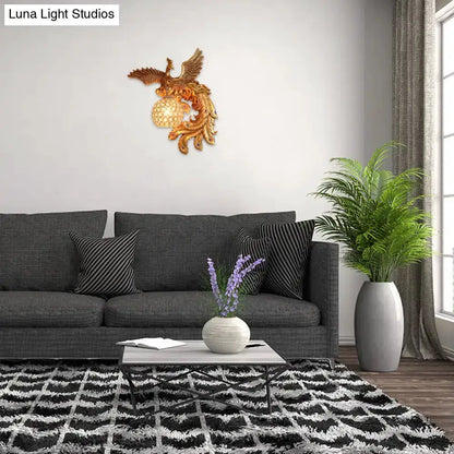Phoenix Gold Lamp and Honeycomb Crystal Dome