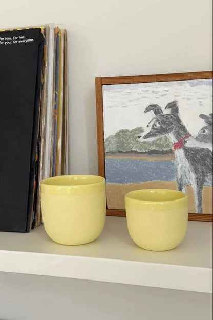 Espresso cups set, handmade porcelain with bright yellow glaze, 2 cups by Creating Comfort on Tampa Home & Garden Store
