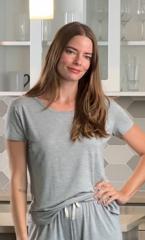 Women’s Bamboo Lounge Set lounge T‑shirt + lounge shorts in gray by Spun Bamboo on Tampa Home & Garden Store