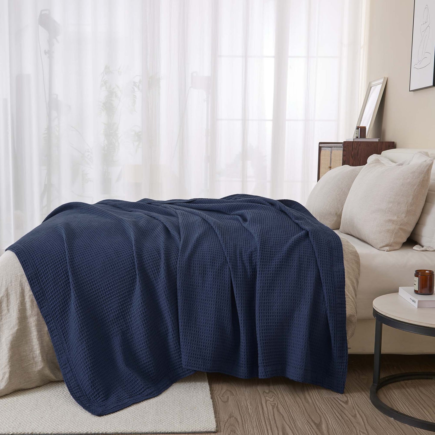 Organic Cotton And Waffle Weave Throw Blanket