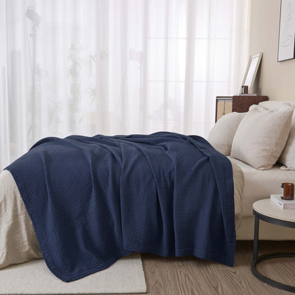 Organic Cotton And Waffle Weave Throw Blanket