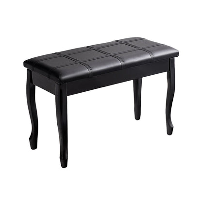 Banquetas de madera maciza con almacenamiento para piano en piel sintética - Negro