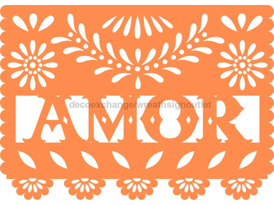 Picado Papel Door Hanger, Fiesta, Amor, wood sign, DECOE-W-903696, 22" Door Hanger