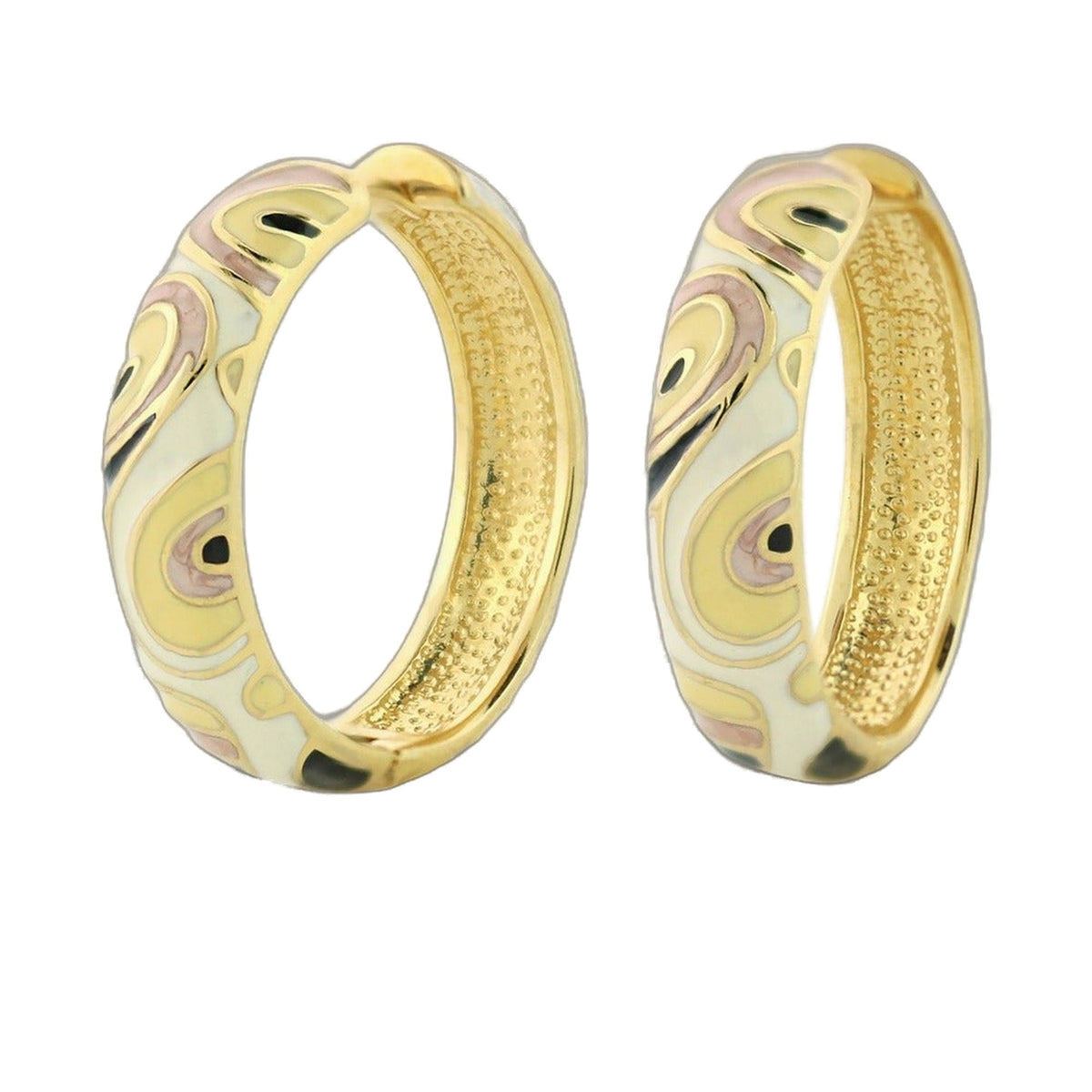 Picasso Hoop Earrings pair in gold-tone with pastel enamel swirls by Lauren G Adams on Tampa Home & Garden Store