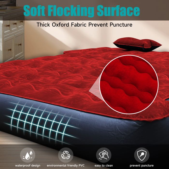 5.5-6.5ft Full Size Truck Bed Air Mattress Red with soft flocking surface on Tampa Home & Garden Store