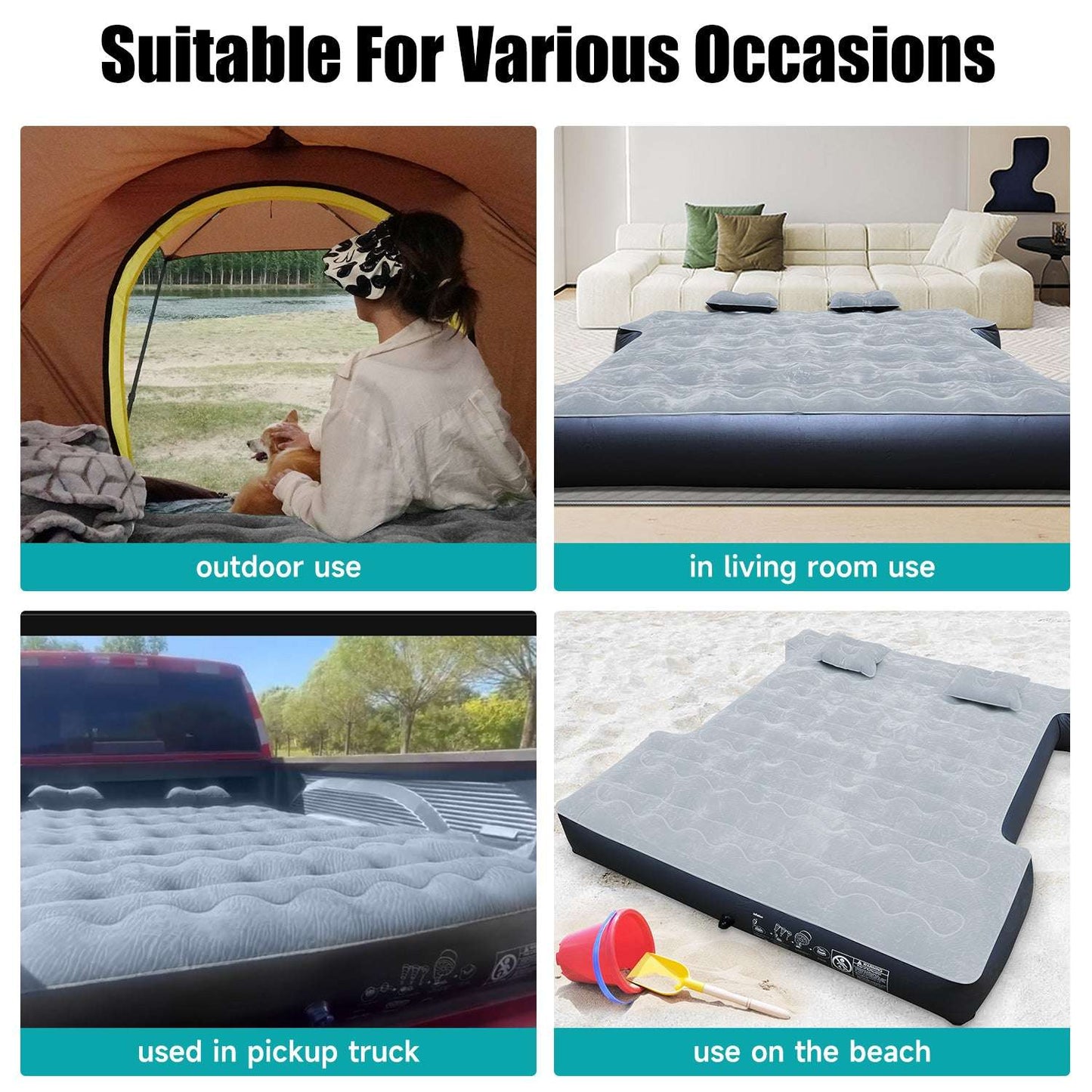 Truck bed air mattress 5.5-6.5ft purple by Dikasun Outdoor for outdoor, living room, pickup and beach use on Tampa Home & Garden Store