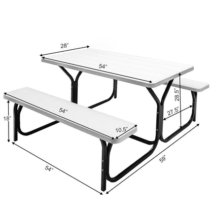Picnic Table Bench Set for Outdoor Camping -White