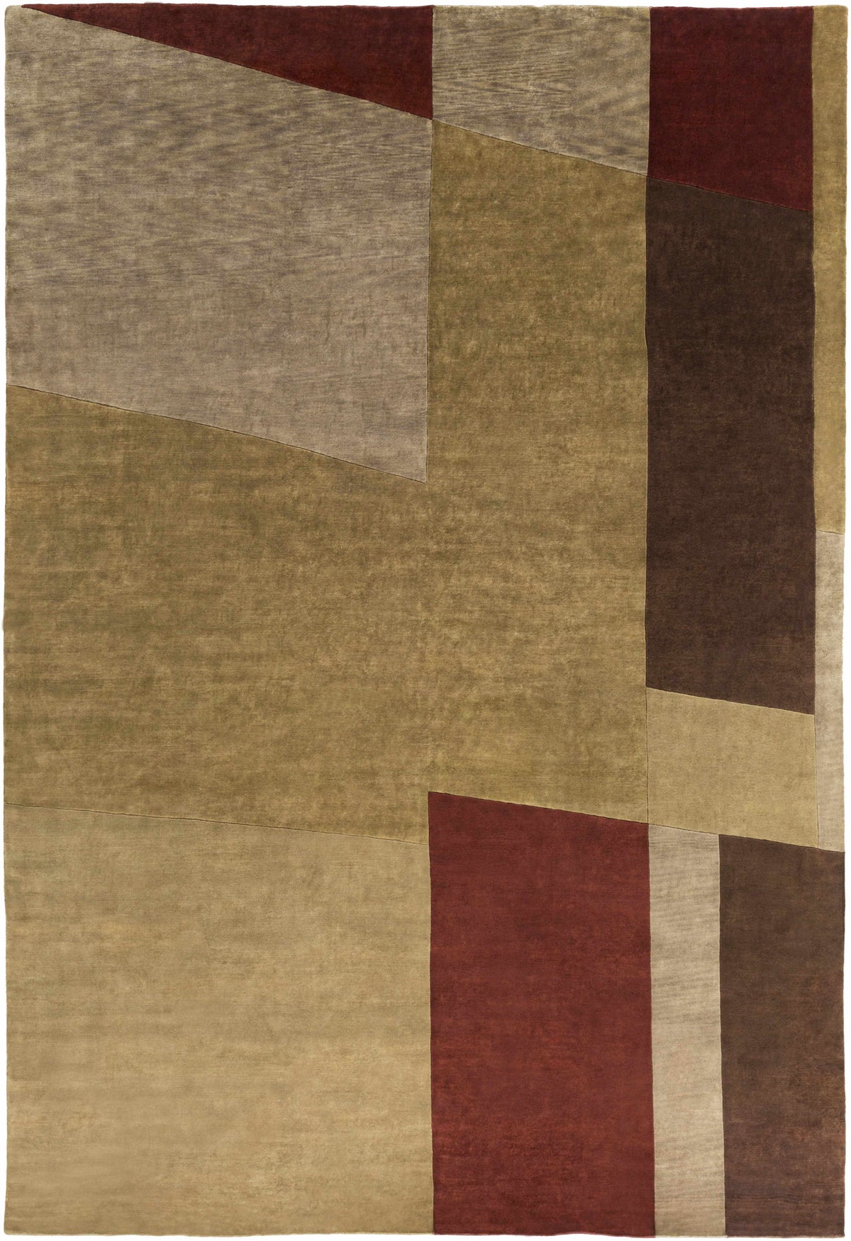 Piedra Premium Wool Area Rug by Boutique Rugs in beige taupe rust burgundy geometric blocks on Tampa Home & Garden Store