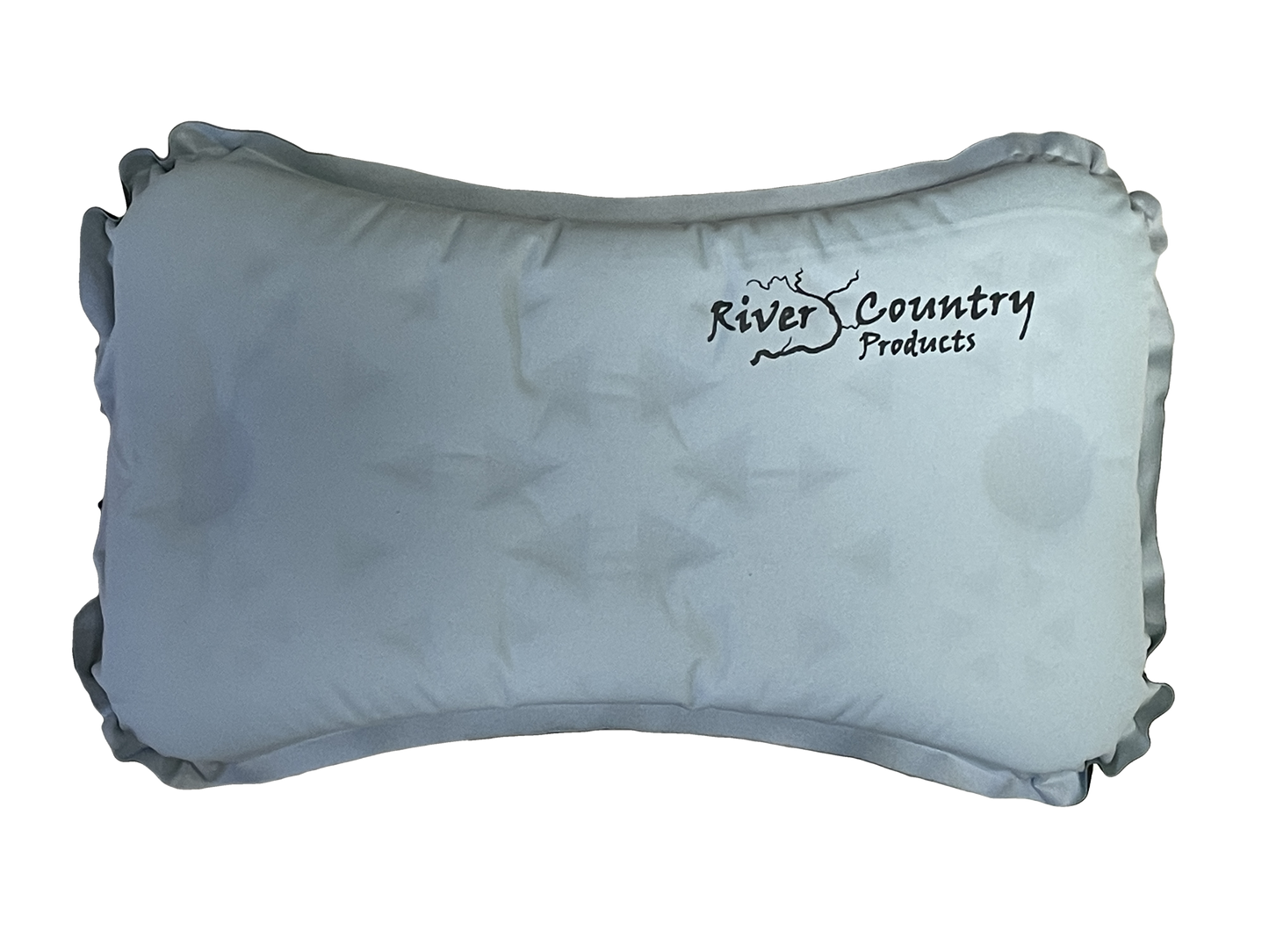 Camping Pillow light blue-gray with River Country Products logo on Tampa Home & Garden Store