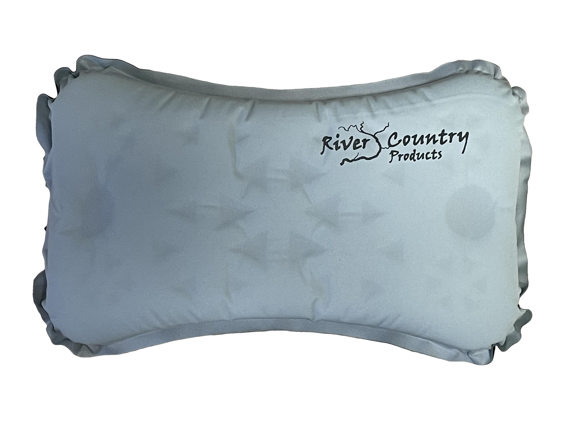 Camping Pillow light blue-gray with River Country Products logo on Tampa Home & Garden Store