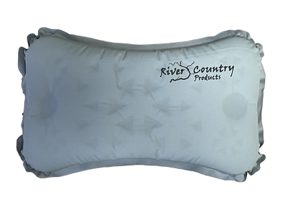 Camping Pillow light blue-gray with River Country Products logo on Tampa Home & Garden Store
