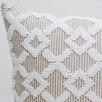 Vibhsa decorative beige accent throw pillow 20x20 with white lattice pattern on Tampa Home & Garden Store