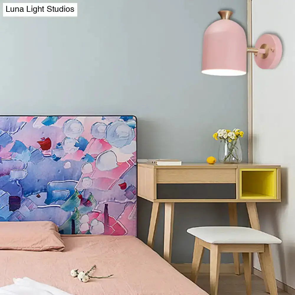 Pink and brass macaron wall sconce lamp for dining room decor on Tampa Home & Garden Store