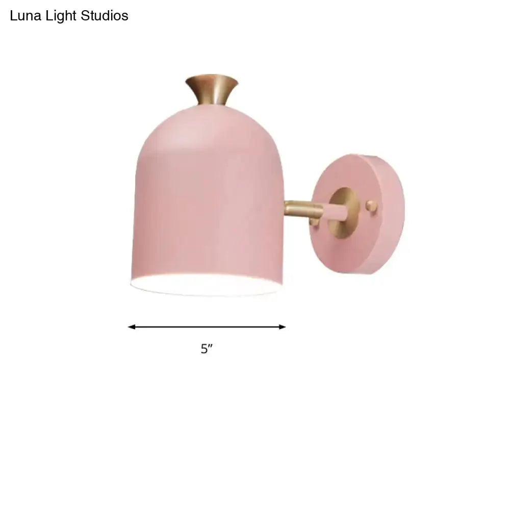 Pink and brass macaron wall sconce lamp by Decorbites, 5-inch wide, ideal for dining room on Tampa Home & Garden Store