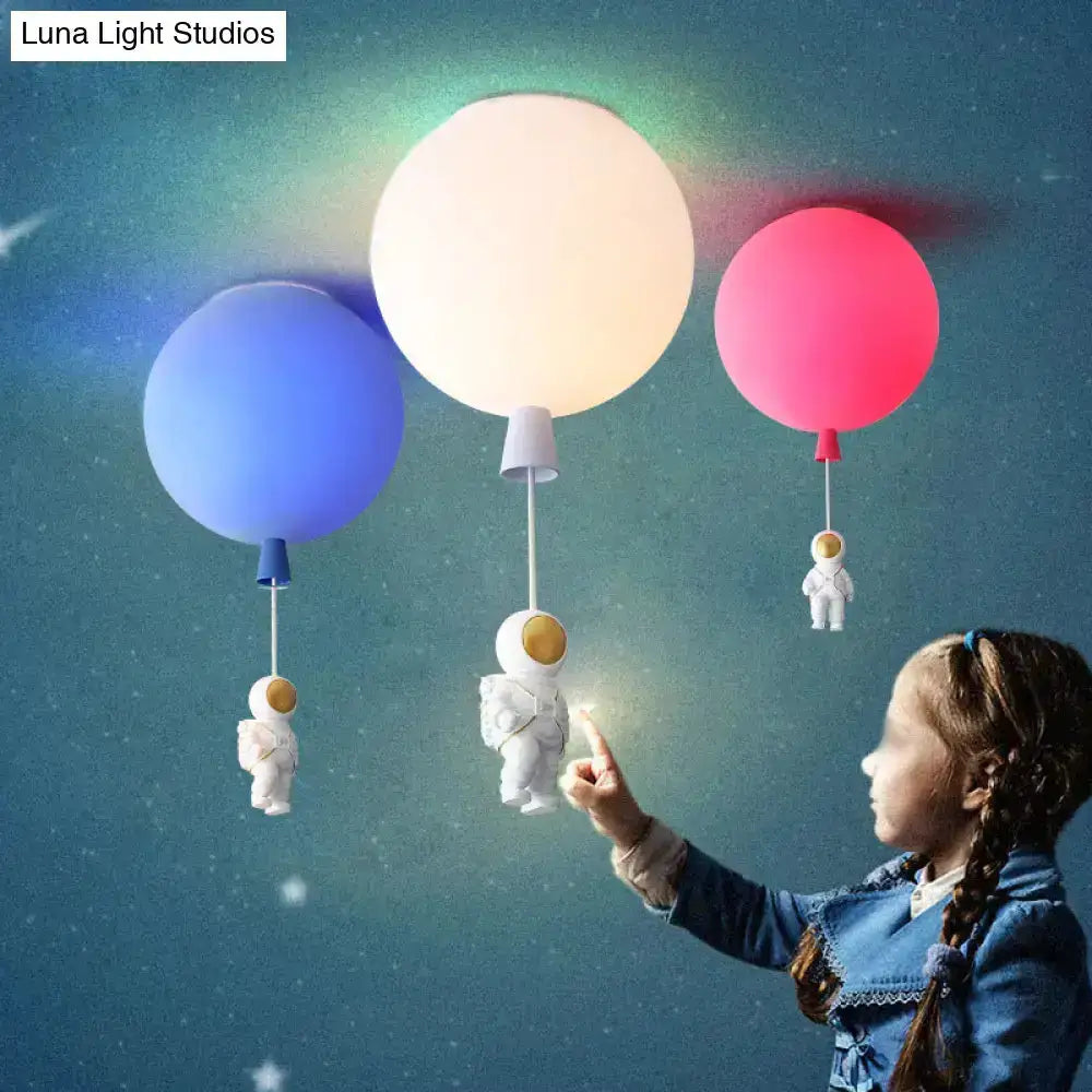 Pink and Blue Astronaut Ceiling Pendant Light