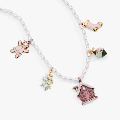 Pink Christmas Beaded Charm Necklace by Alex and Ani with pearl beads and pink boot charm on Tampa Home & Garden Store