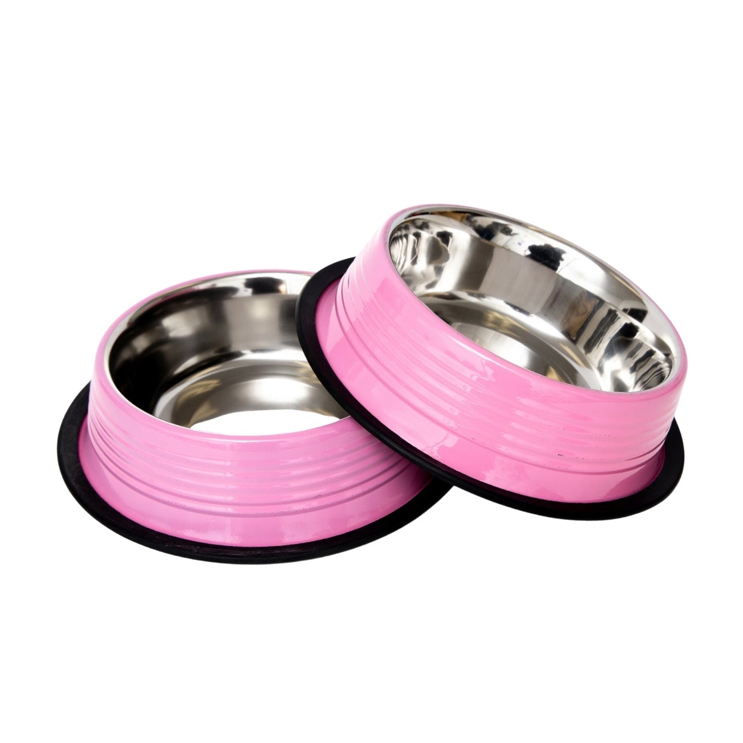 Juego de 2 cuencos antideslizantes acanalados para mascotas de Country Living – Rosa clavel