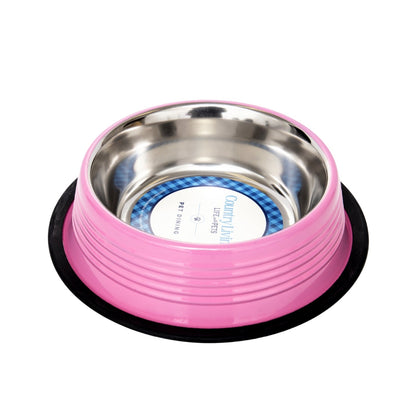Juego de 2 cuencos antideslizantes acanalados para mascotas de Country Living – Rosa clavel