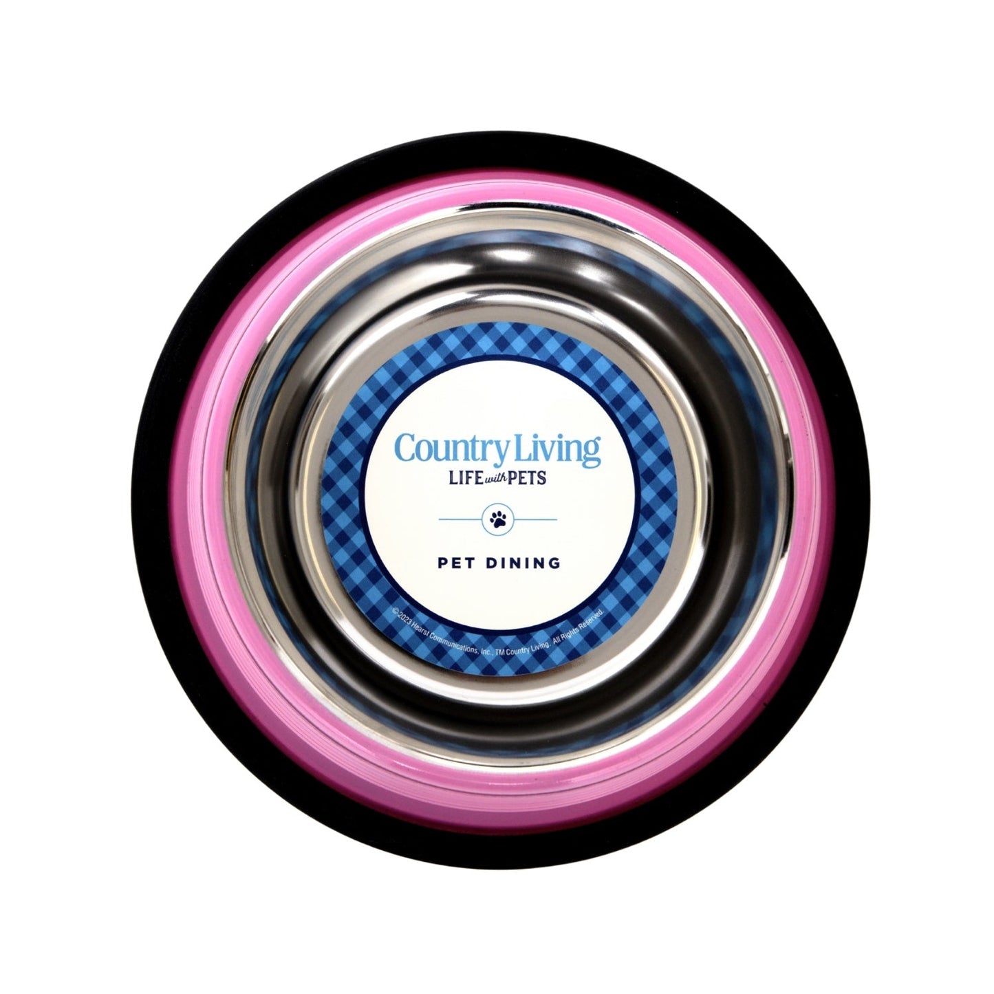Juego de 2 cuencos antideslizantes acanalados para mascotas de Country Living – Rosa clavel