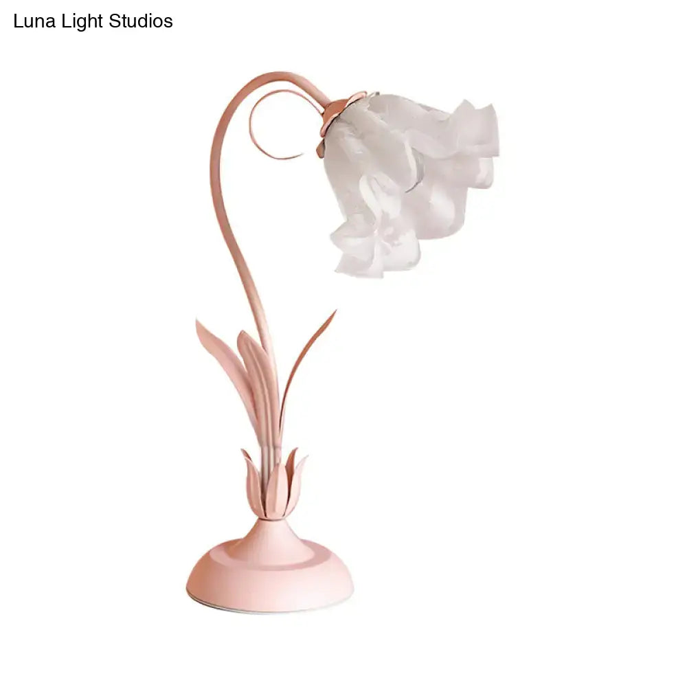 Pink Lily Glass Lamp by Decorbites, pink curved stem with white glass bloom on Tampa Home & Garden Store