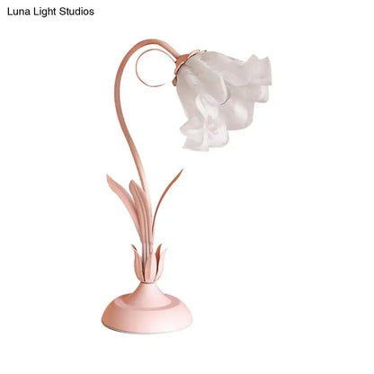 Pink Lily Glass Lamp by Decorbites, pink curved stem with white glass bloom on Tampa Home & Garden Store