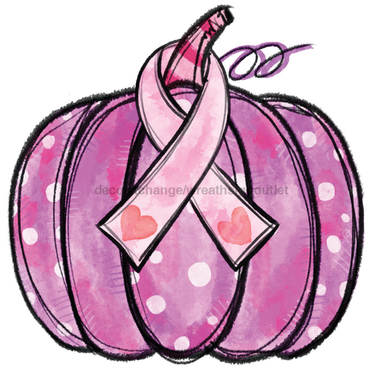 Cartel de calabaza rosa, Colgador de puerta de concienciación, cartel de madera, DECOE-W-135, Colgador de puerta de 22"