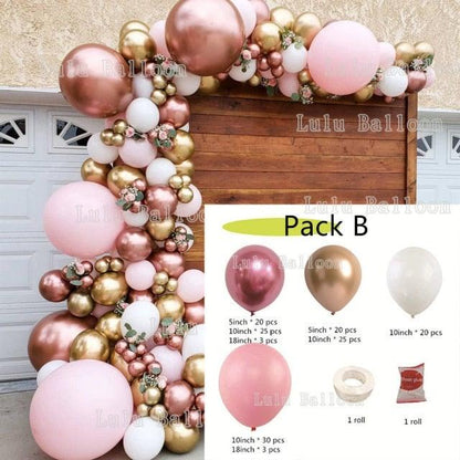 Balloon Garland Arch Kit in pink, white and gold with multi-size balloons by Stevvex on Tampa Home & Garden Store