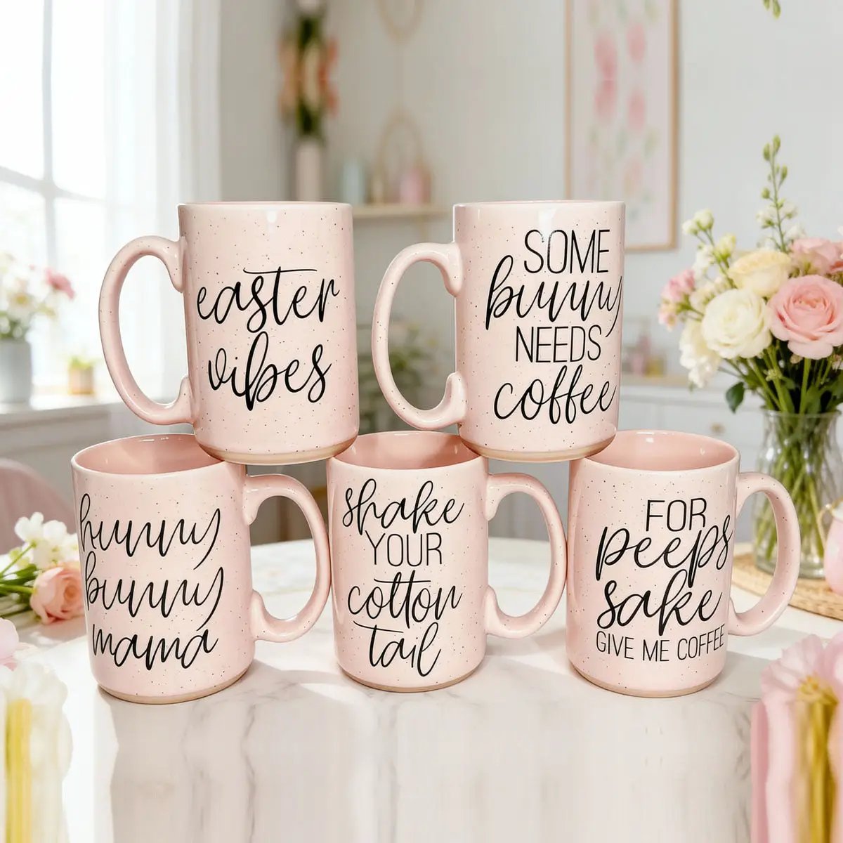 Easter Vibes Mug 16.23oz Coffee Cup Pink