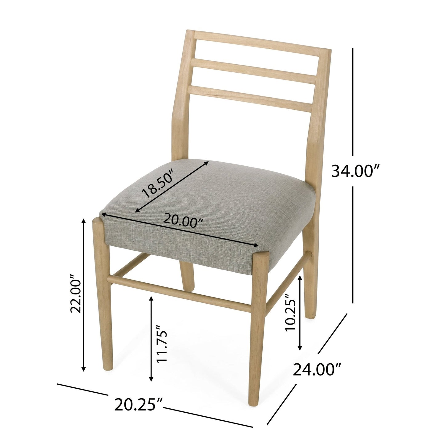 Pinnacle Dining Chair Set of 2, natural wood frame with gray fabric upholstered seat on Tampa Home & Garden Store