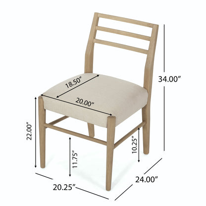 Pinnacle Dining Chairs set of 2, light wood frame with beige upholstered seat on Tampa Home & Garden Store