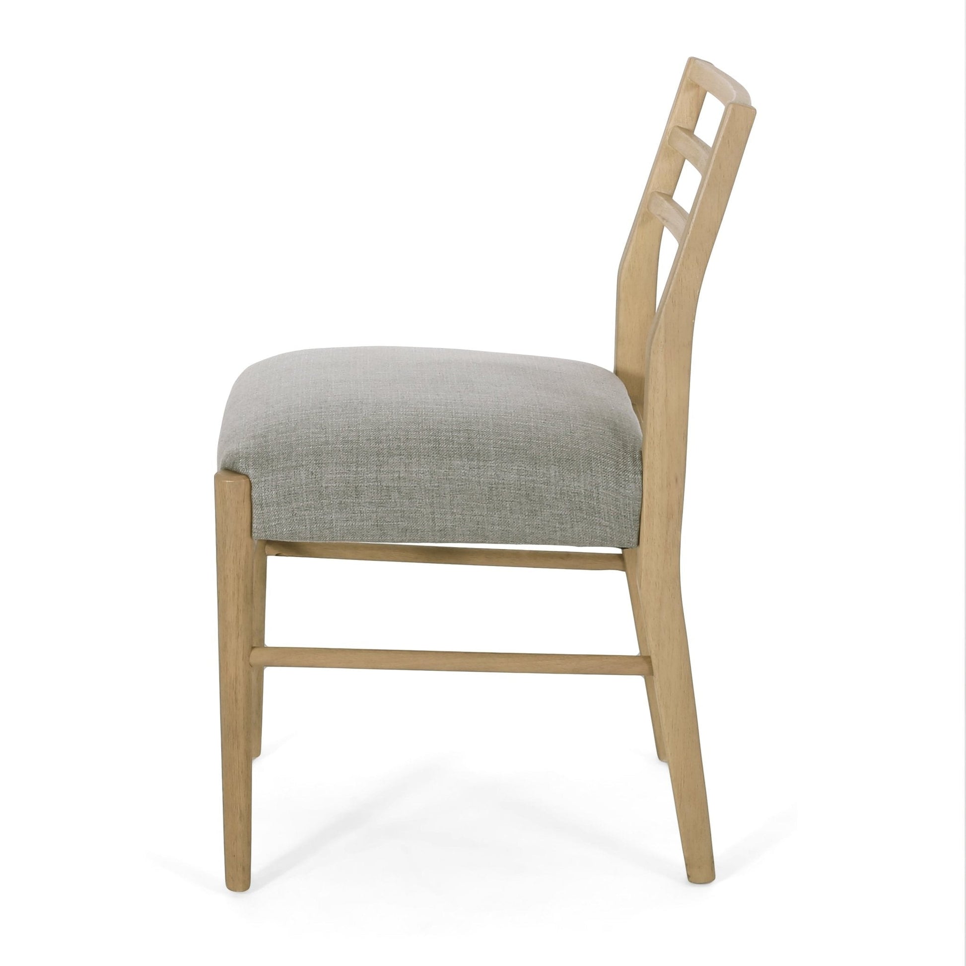 Pinnacle dining chair set of 2 with natural wood frame gray upholstered seats ladder back on Tampa Home & Garden Store