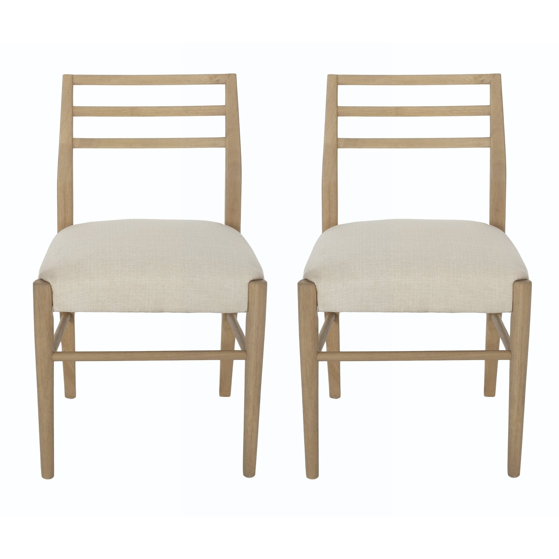 Pinnacle Dining Chair Set of 2, wooden frames with light beige fabric seats by HouseOfZazla on Tampa Home & Garden Store