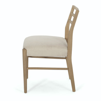 Pinnacle Dining Chairs set of 2 with wood and beige fabric seats on Tampa Home & Garden Store